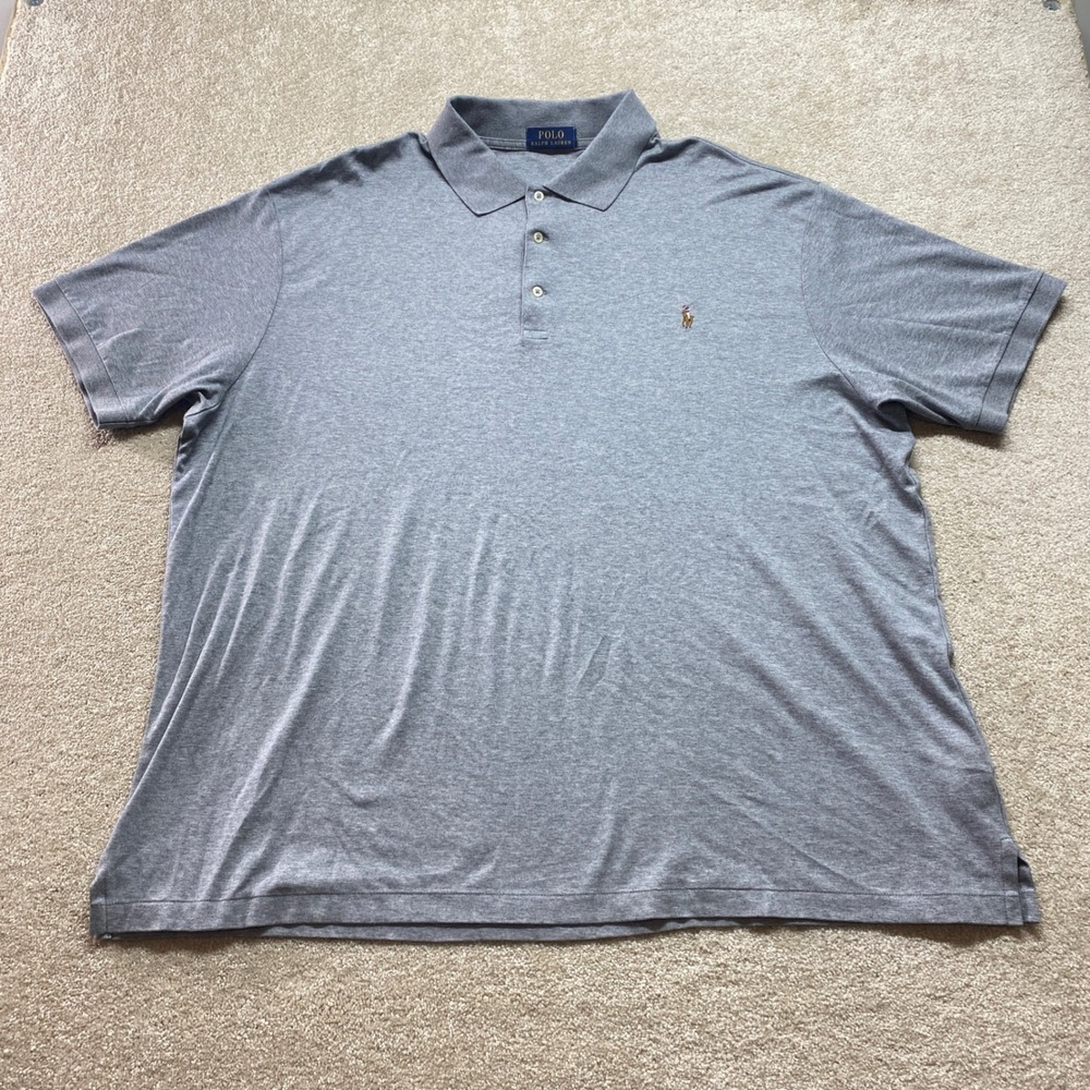 Polo Ralph Lauren‎ Shirt Mens 2XL Classic Fit Gray Short Sleeve Polo Pony Logo